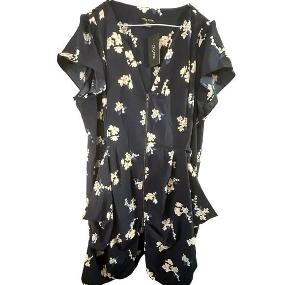 City Chic Demure Navy Floral Tunic Dress Size 22 NWT
