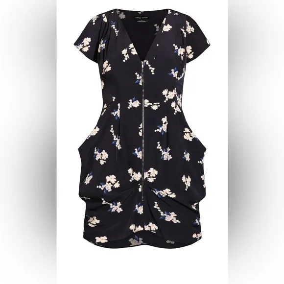 City Chic Demure Navy Floral Tunic Dress Size 22 NWT