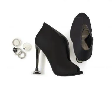 Clean Heels Clear or Black Heel Stopper - with Cut Crystal Rings