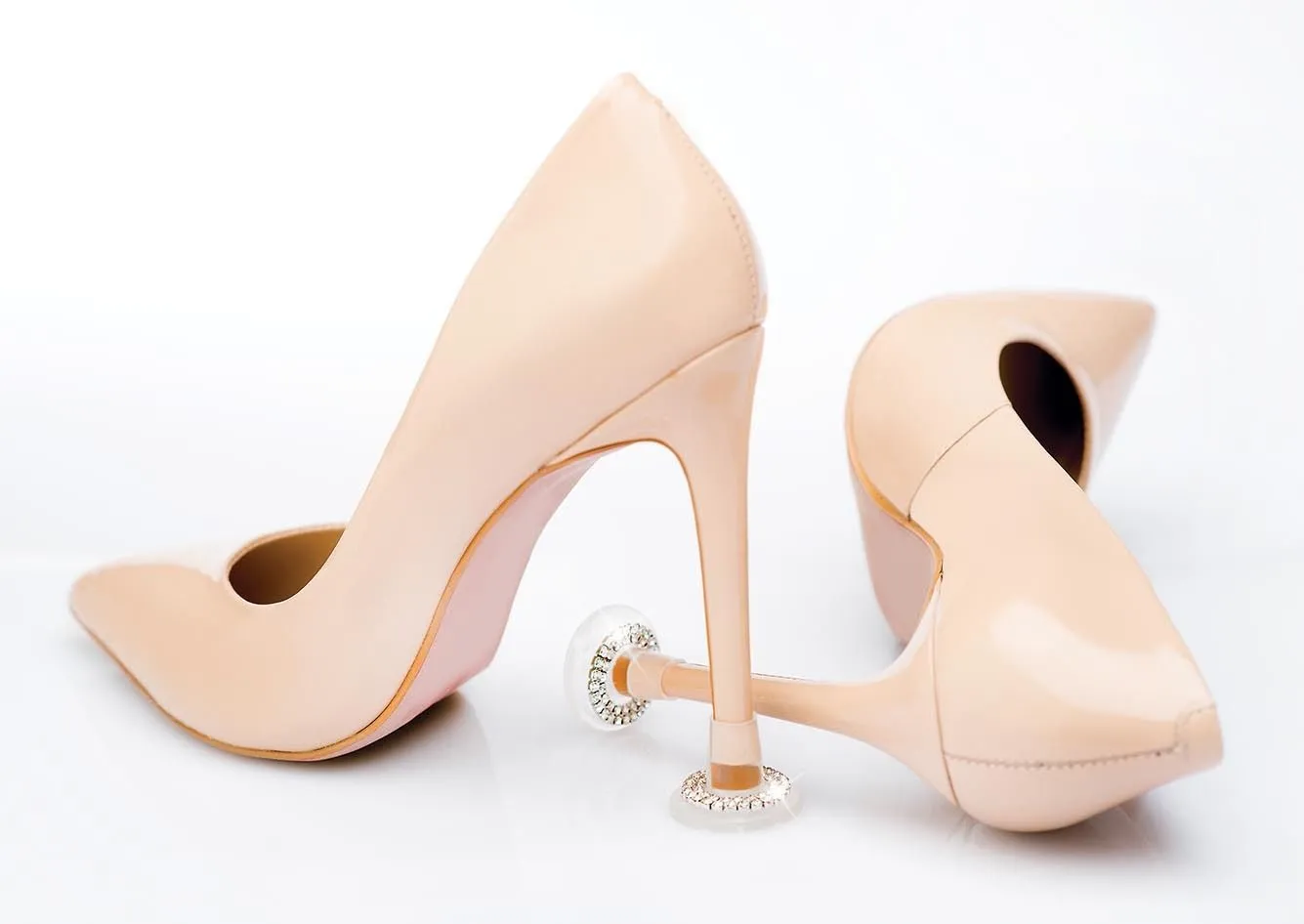 Clean Heels Clear or Black Heel Stopper - with Cut Crystal Rings