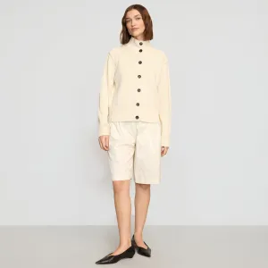 Clove Button Mock-Neck Knit Cardigan