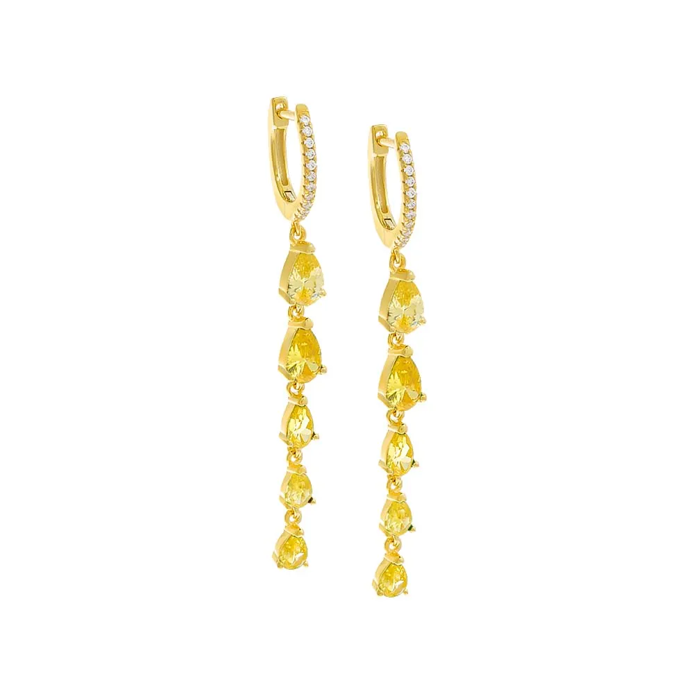 Colored Graduated Teardrop Drop Huggie Earring