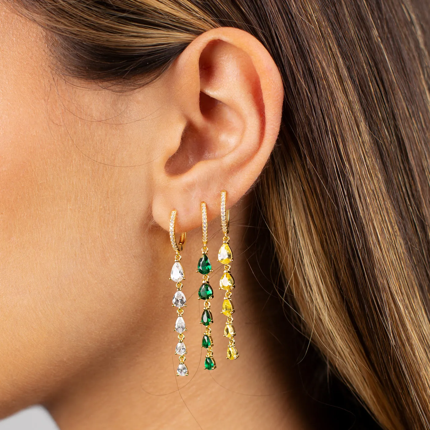 Colored Graduated Teardrop Drop Huggie Earring