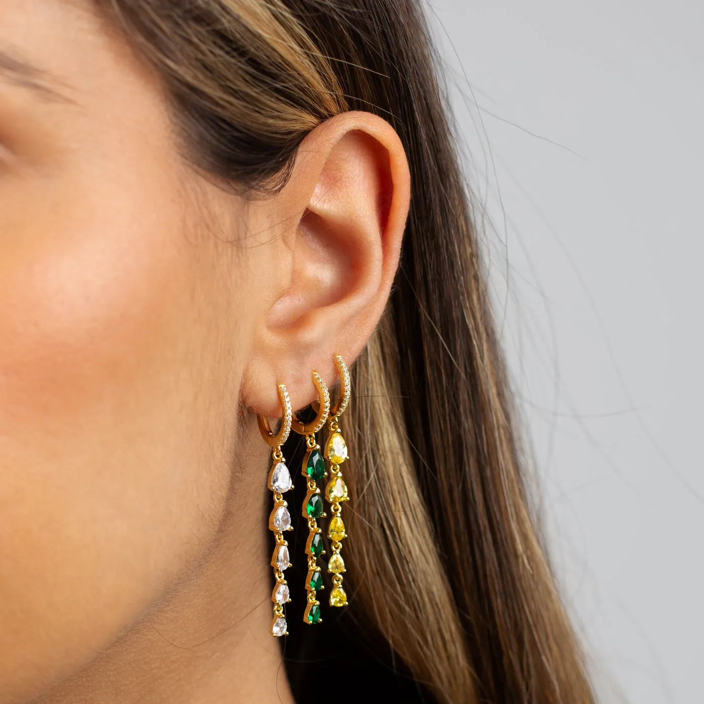 Colored Graduated Teardrop Drop Huggie Earring