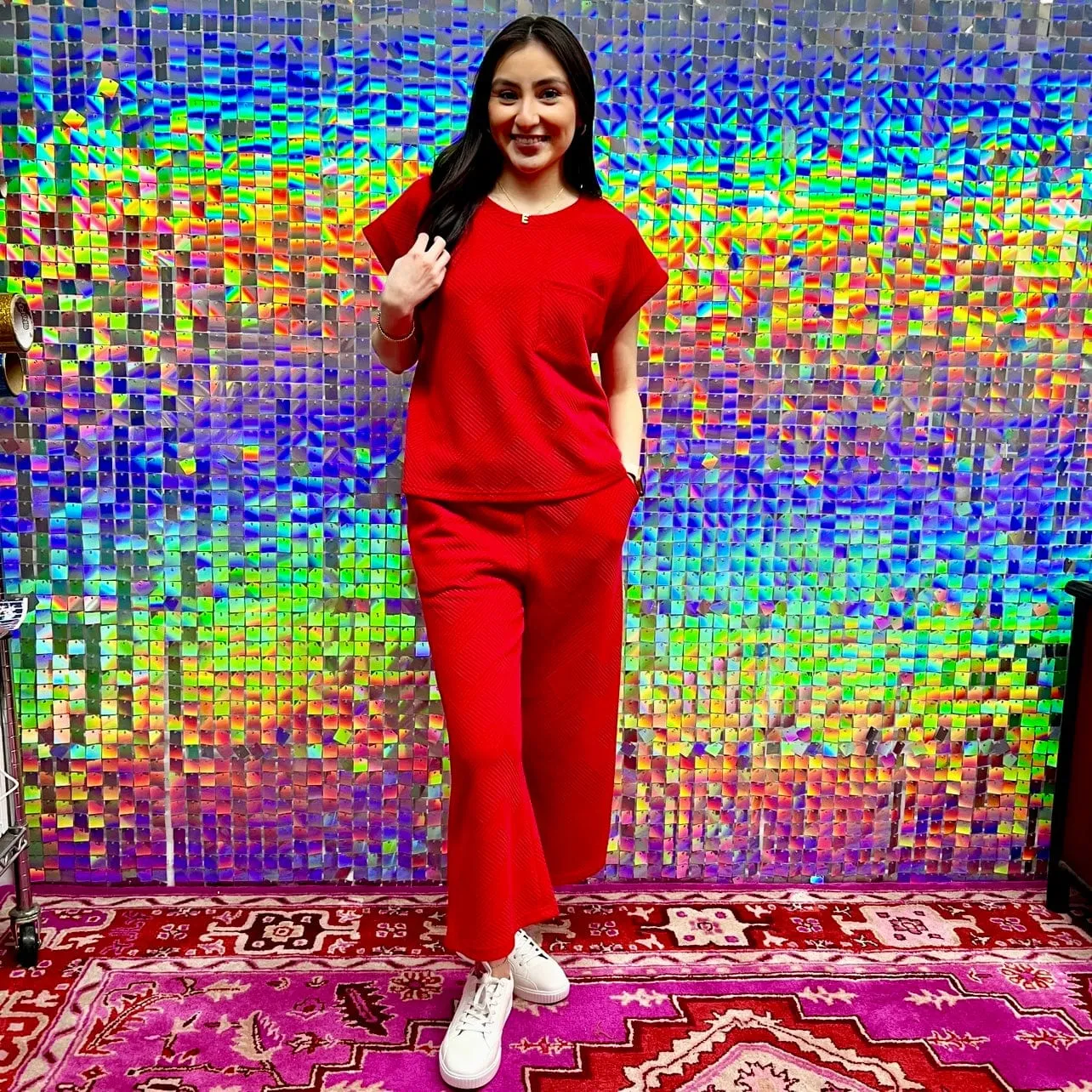 Comfy Textured Top - Red
