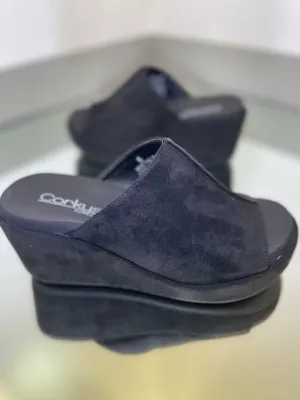 Corkys Here For It Black Faux Suede Wedge