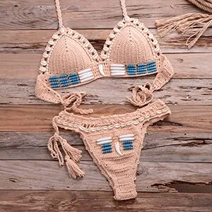 Crochet Bikini Set Bandage Swimsuit