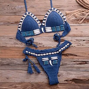 Crochet Bikini Set Bandage Swimsuit