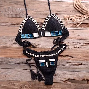 Crochet Bikini Set Bandage Swimsuit