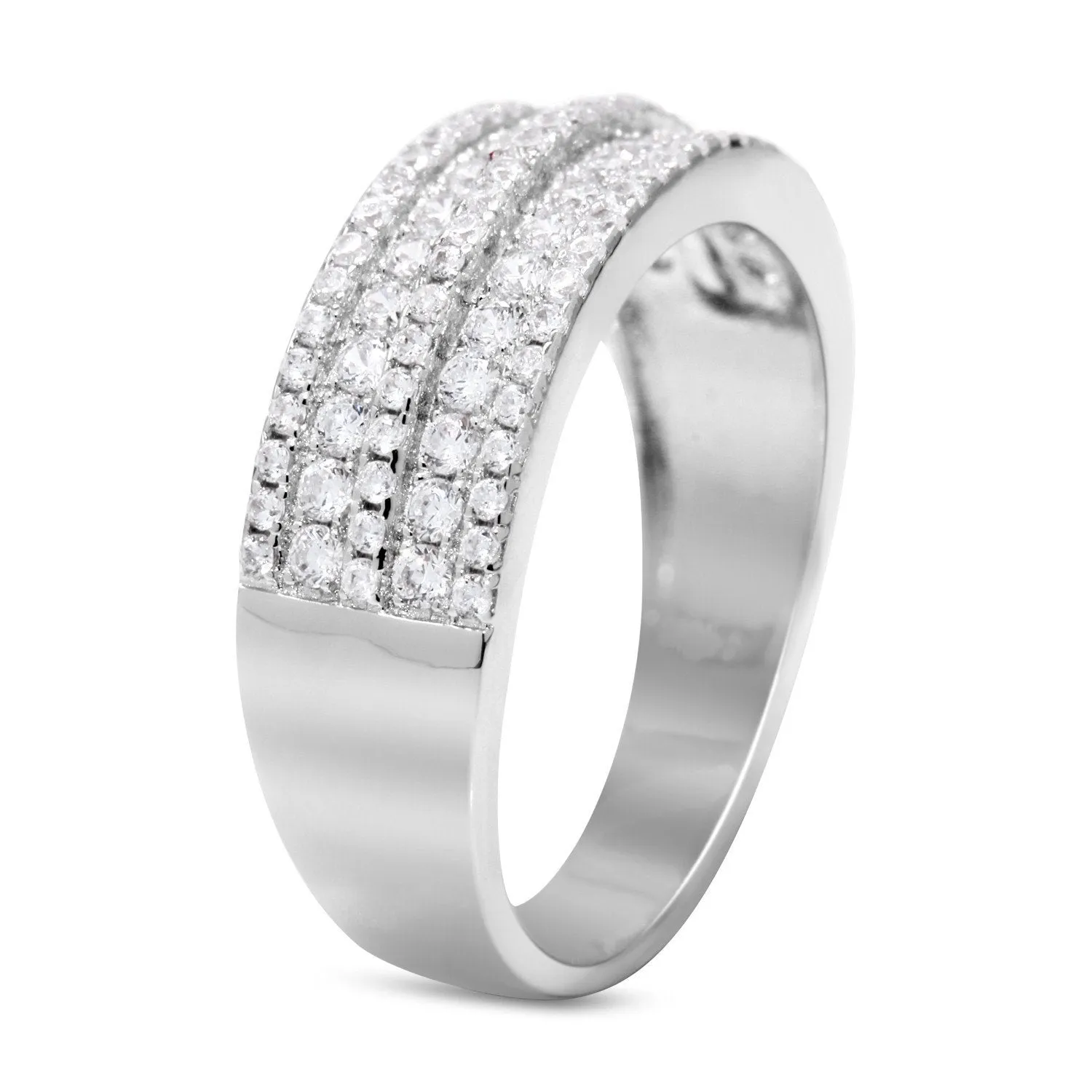 CZ 7mm Elegant Sterling Silver Plated Fashion Engagement Ring
