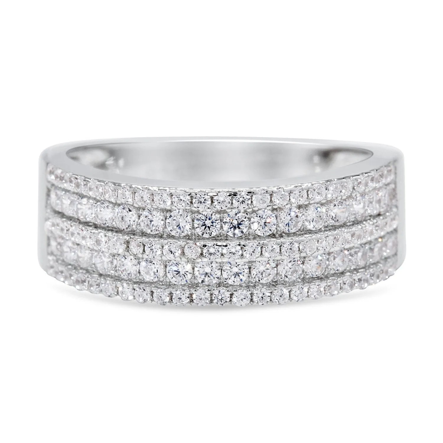 CZ 7mm Elegant Sterling Silver Plated Fashion Engagement Ring