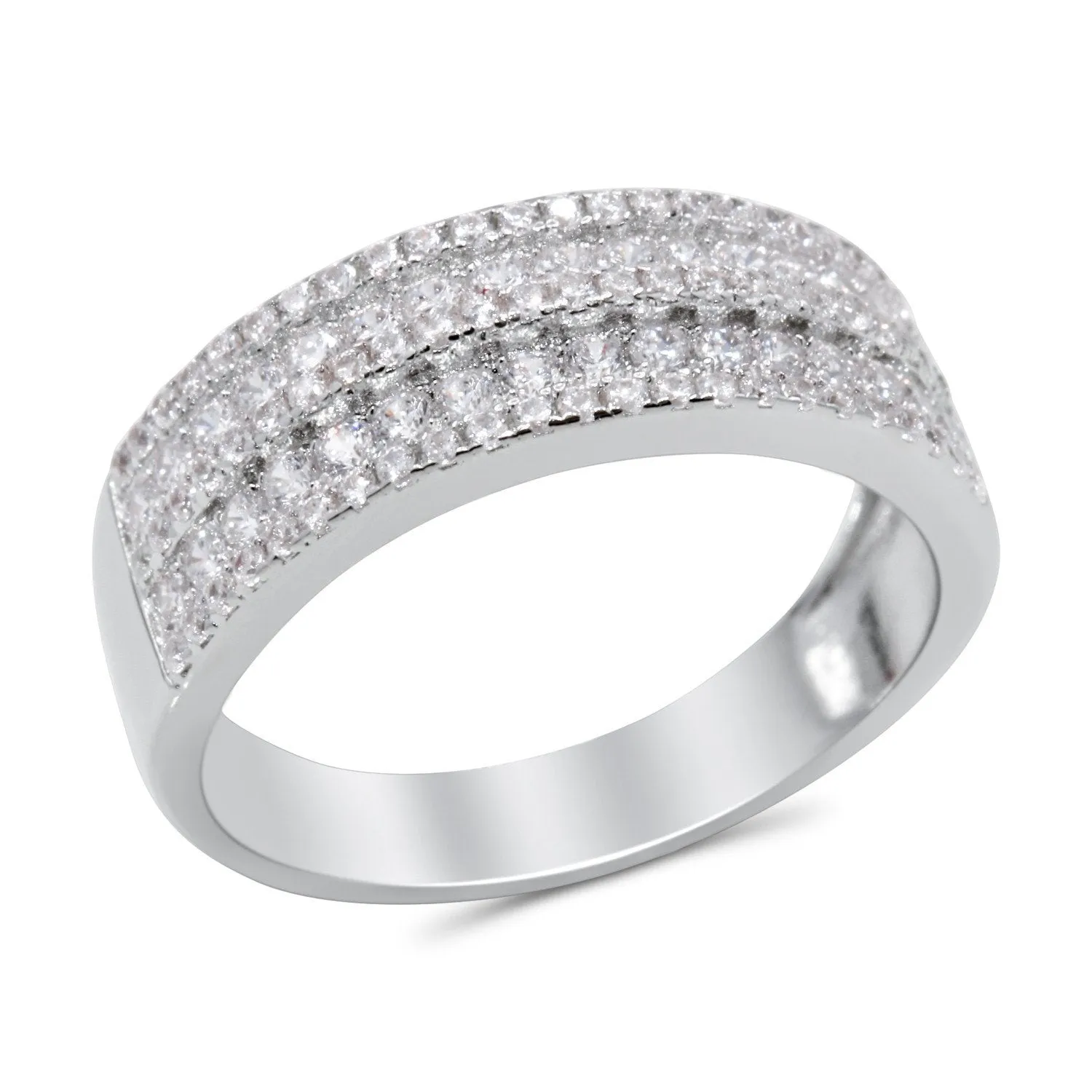 CZ 7mm Elegant Sterling Silver Plated Fashion Engagement Ring