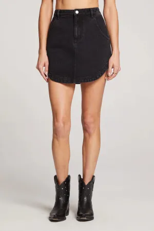 DENIM MINI SKIRT-WASHED BLACK