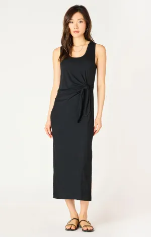 DEX Long Knit Black Dress w/ Loop Tie