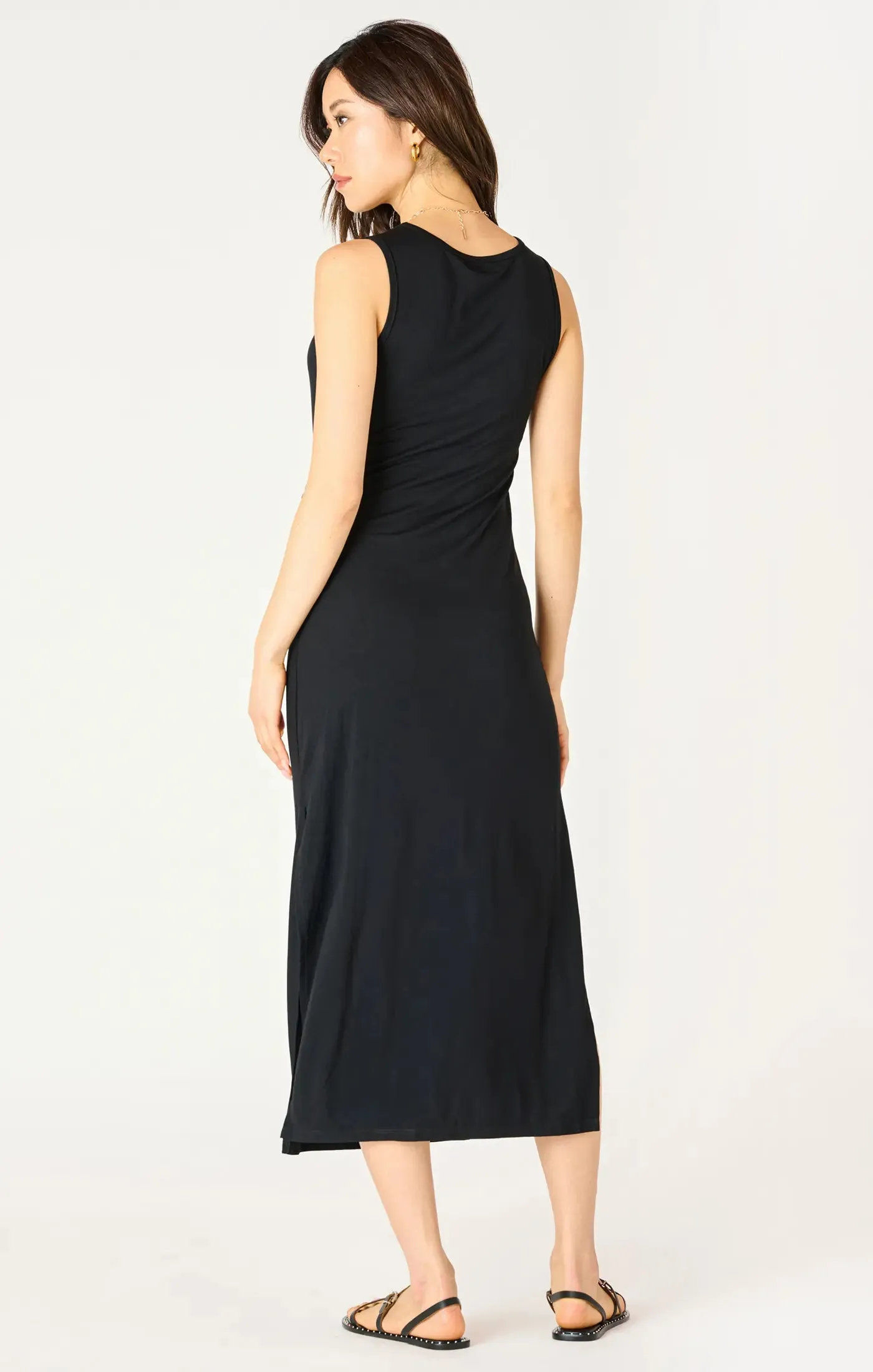 DEX Long Knit Black Dress w/ Loop Tie