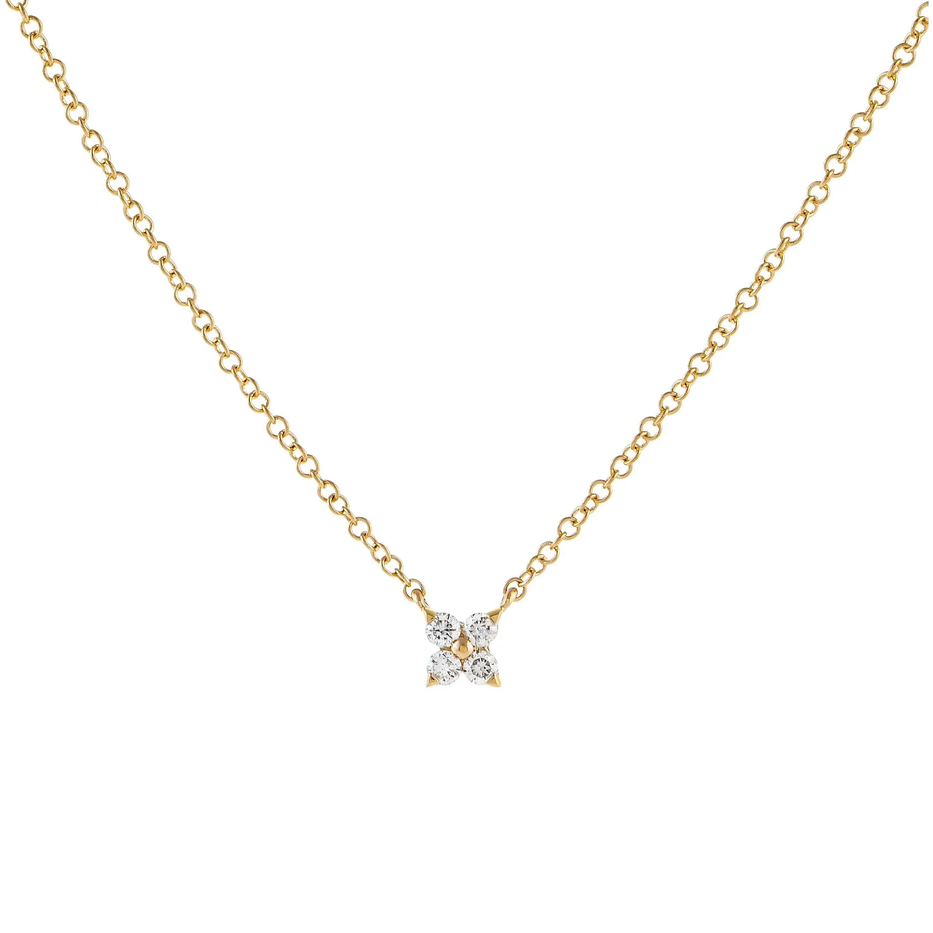 Diamond Itty Bitty Flower Necklace 14K