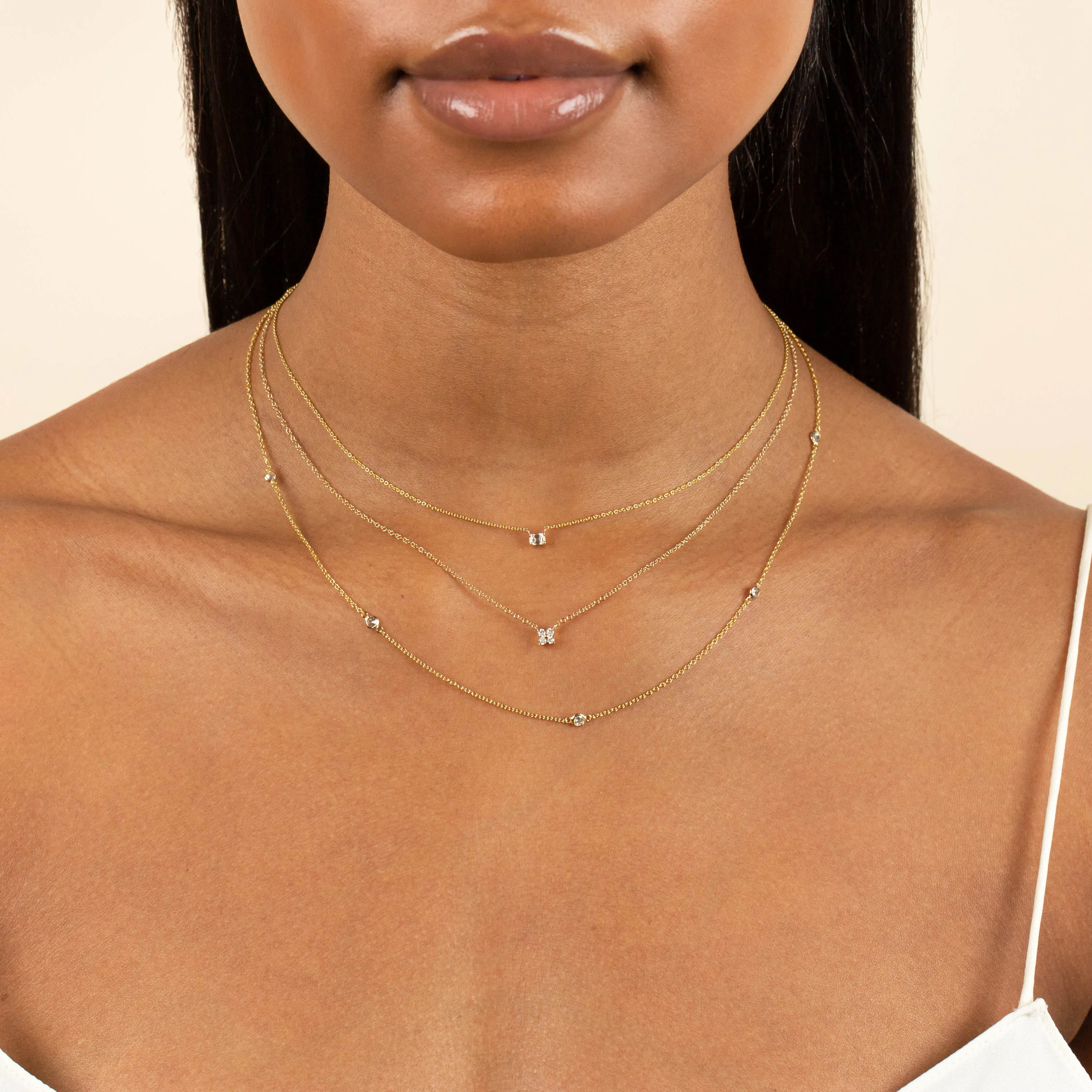 Diamond Itty Bitty Flower Necklace 14K