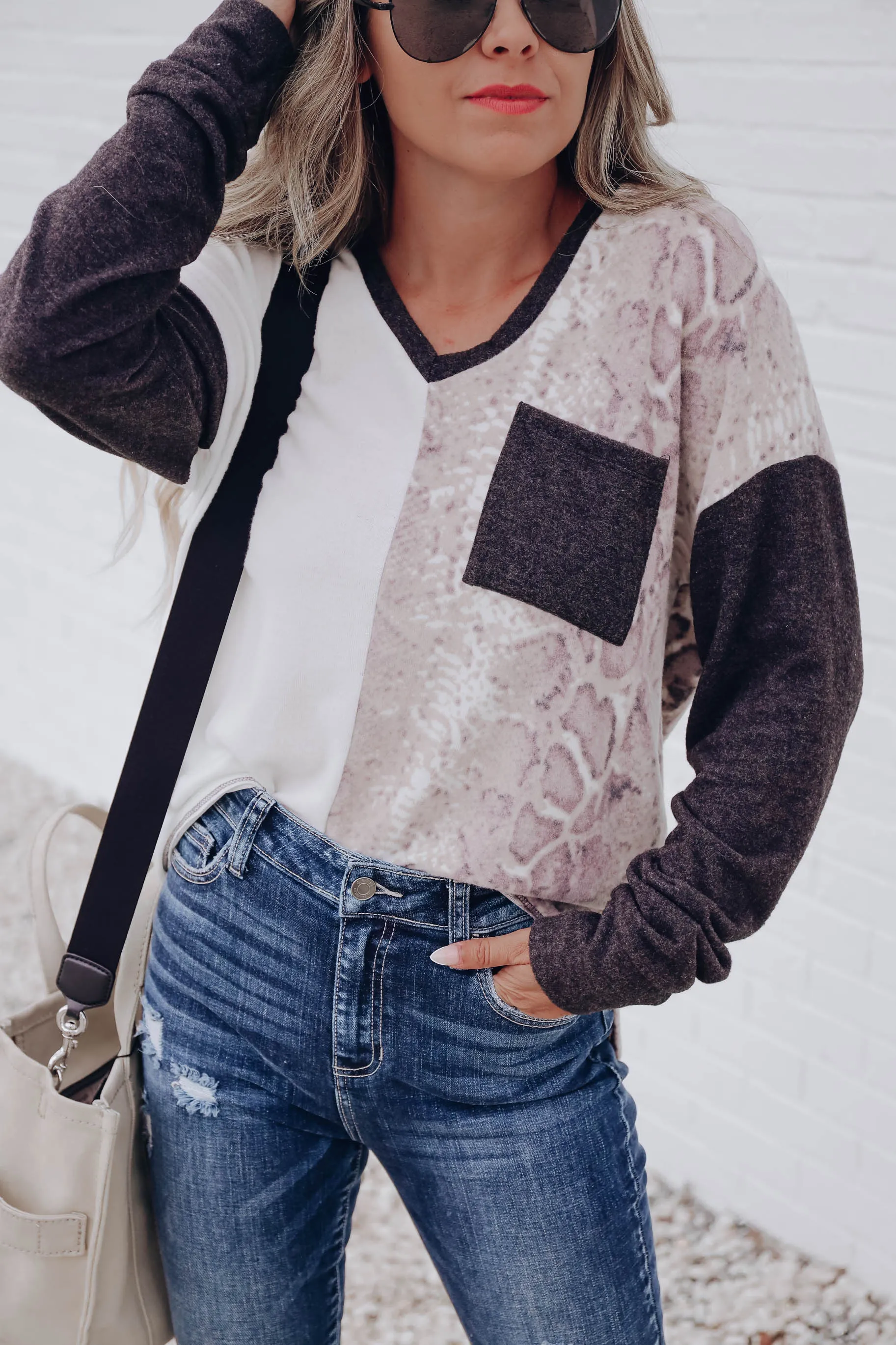 Diamondback Color Block Top - Grey