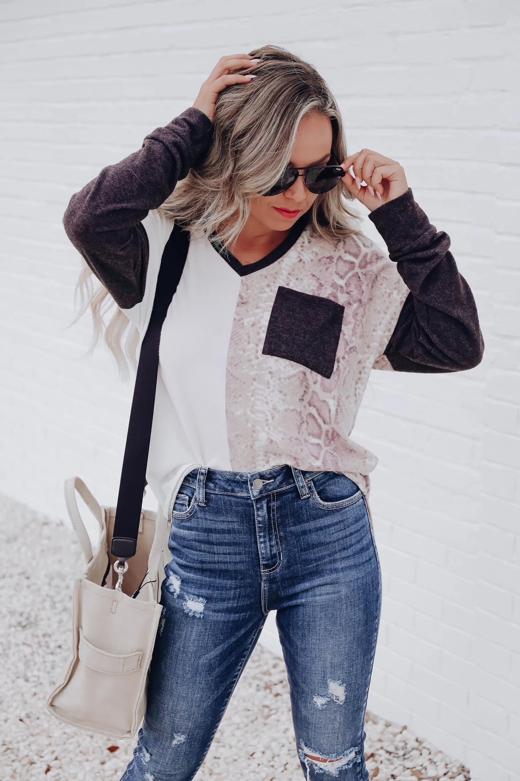 Diamondback Color Block Top - Grey