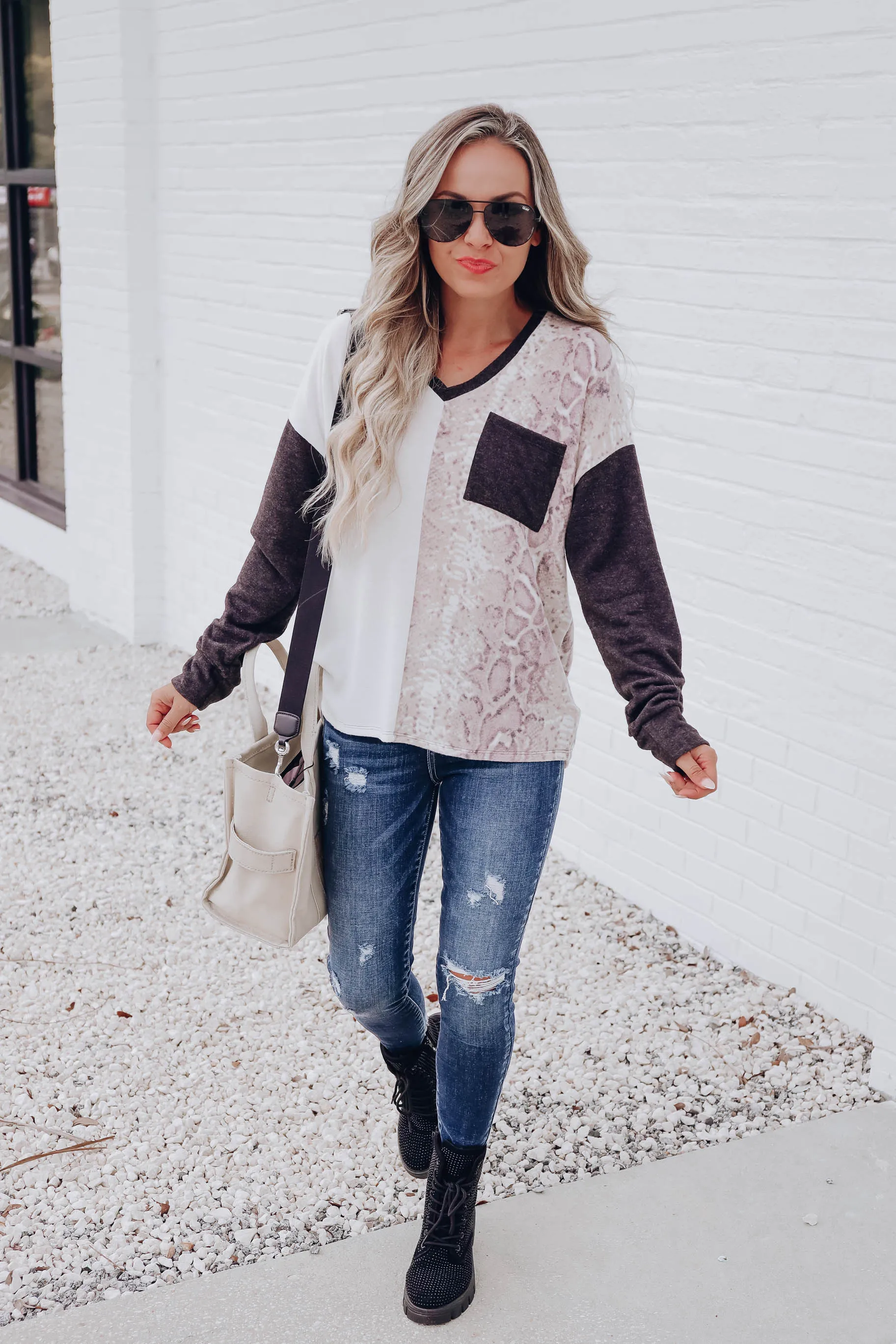 Diamondback Color Block Top - Grey