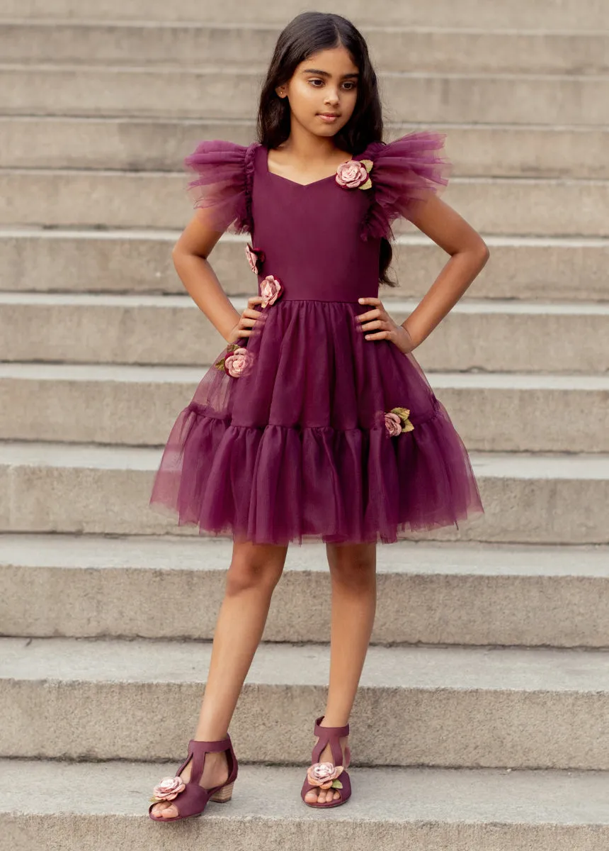 Elain Dress in Deep Plum