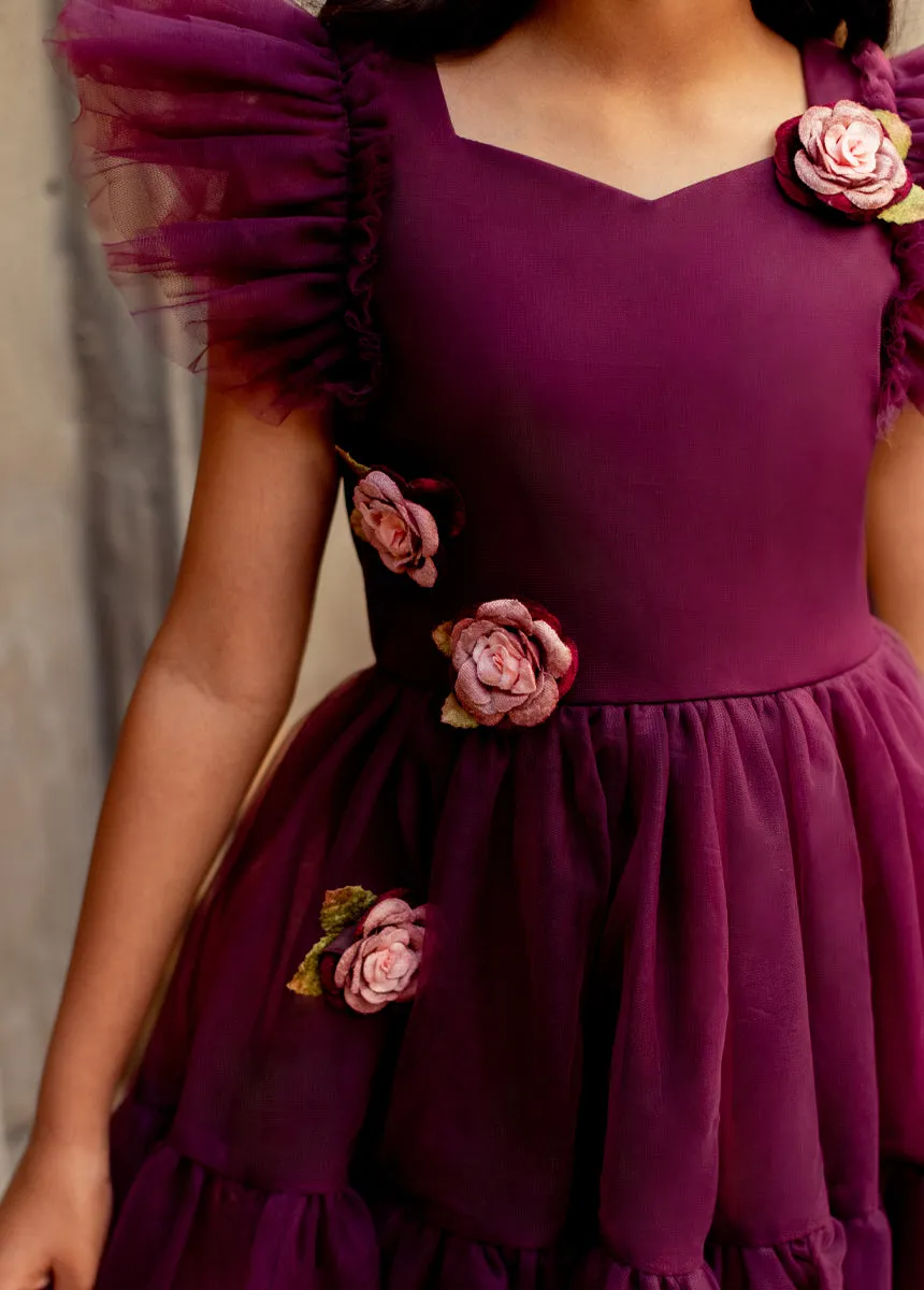 Elain Dress in Deep Plum