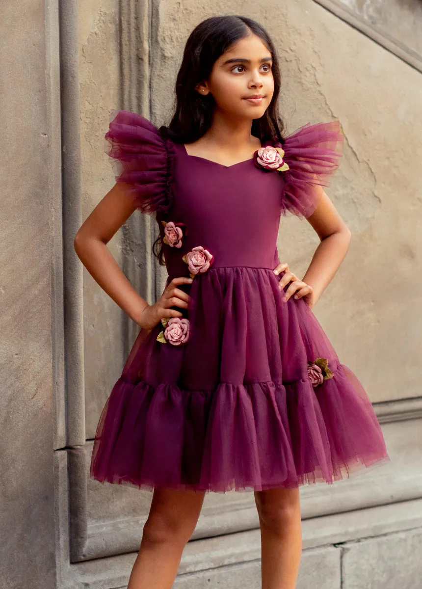 Elain Dress in Deep Plum
