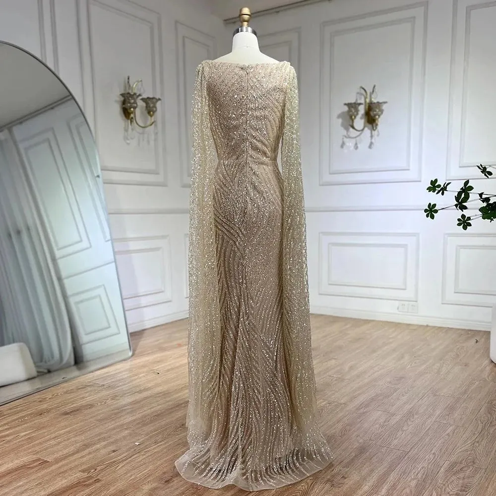 Elegant Cape Sleeves with Beaded Design for Luxury Evening Weddings and Parties