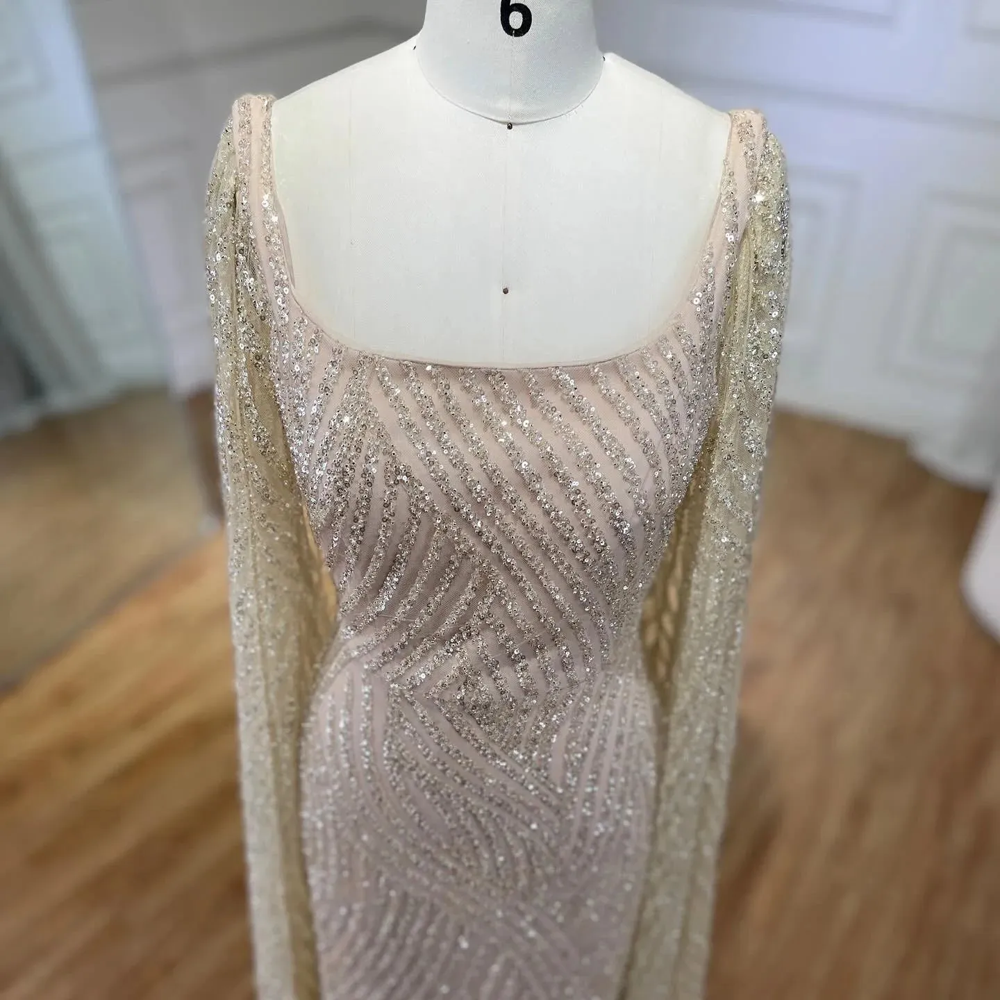 Elegant Cape Sleeves with Beaded Design for Luxury Evening Weddings and Parties