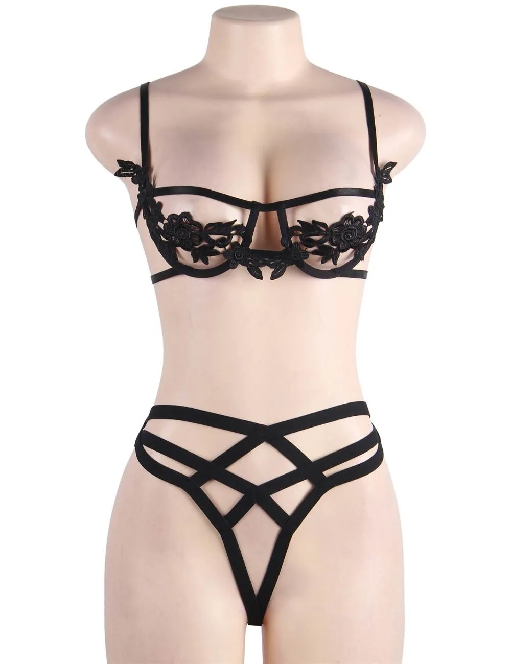 Elegant Embroidery Fashion Bra Set With Steel Ring