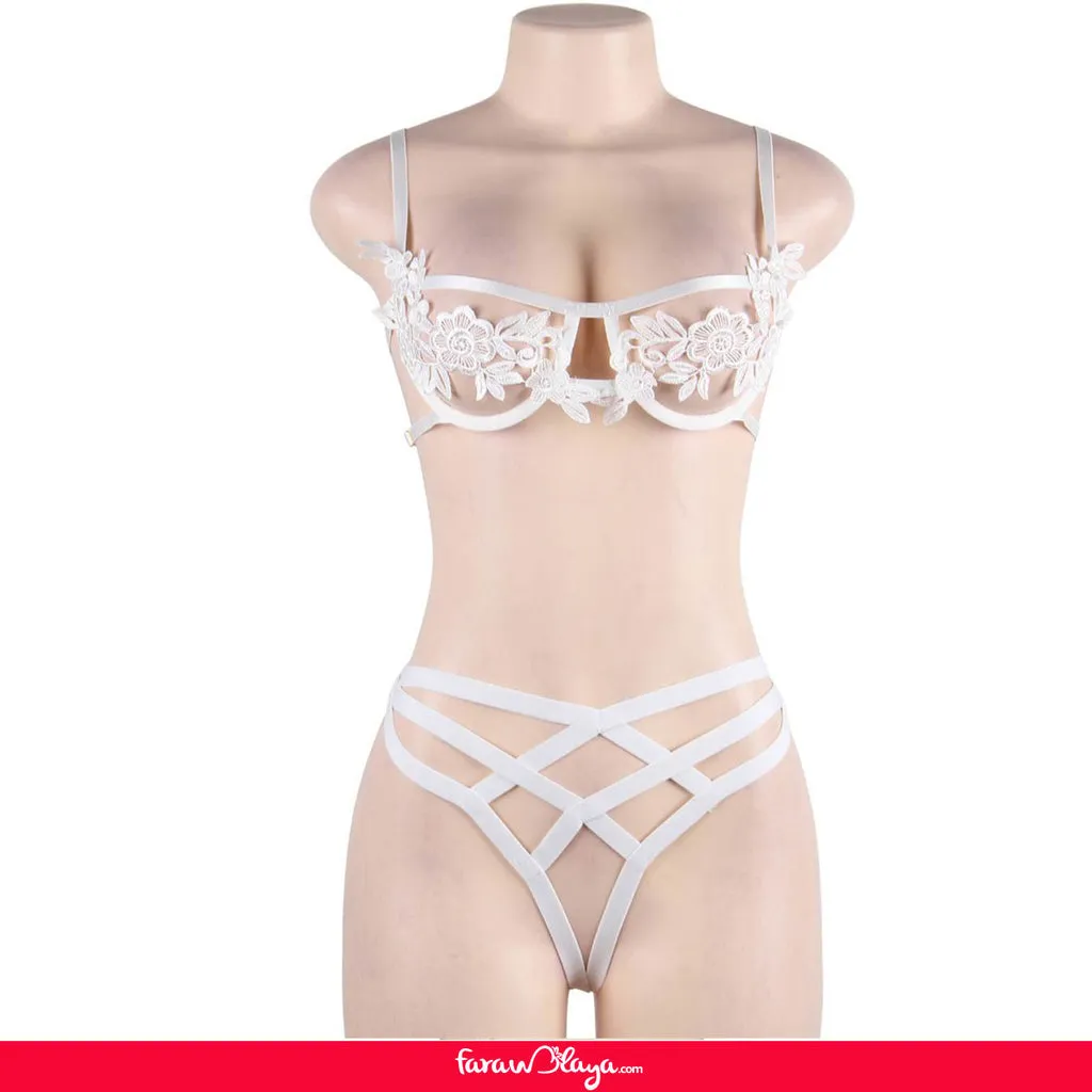 Elegant Embroidery Fashion Bra Set With Steel Ring