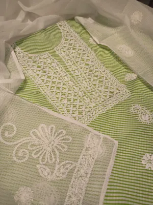 Elegant Light green Lucknowi Chikankari Cotton Salwar Suit Unstitched online