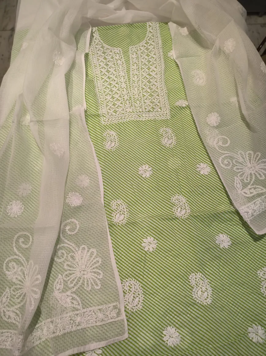 Elegant Light green Lucknowi Chikankari Cotton Salwar Suit Unstitched online