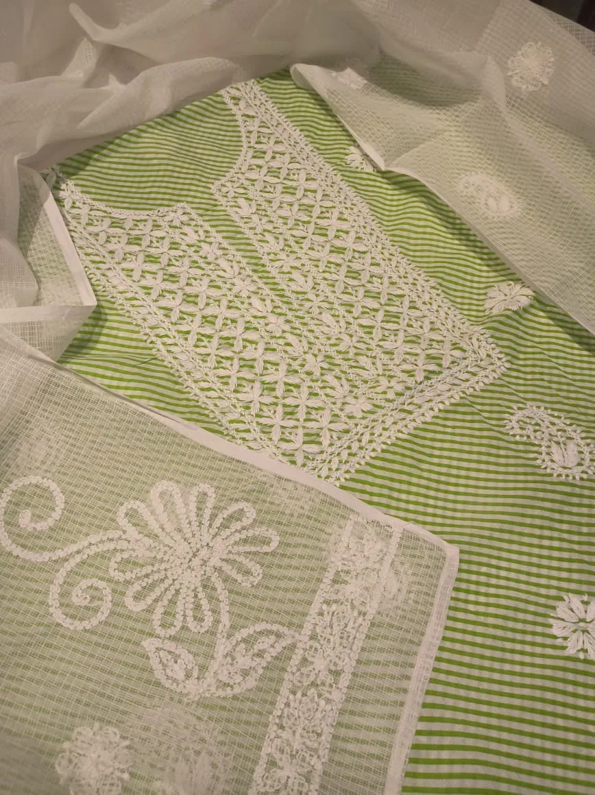 Elegant Light green Lucknowi Chikankari Cotton Salwar Suit Unstitched online