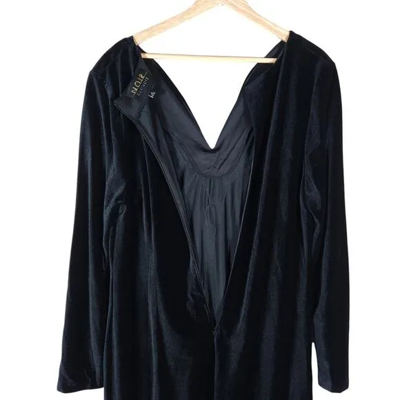 Eloquii Noir Dress 18 Black Velvet Floral Sequin Party Cocktail Vintage Inspired