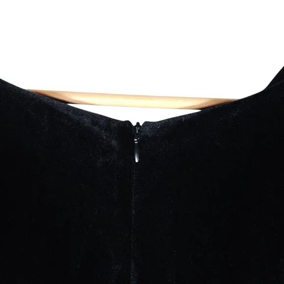 Eloquii Noir Dress 18 Black Velvet Floral Sequin Party Cocktail Vintage Inspired