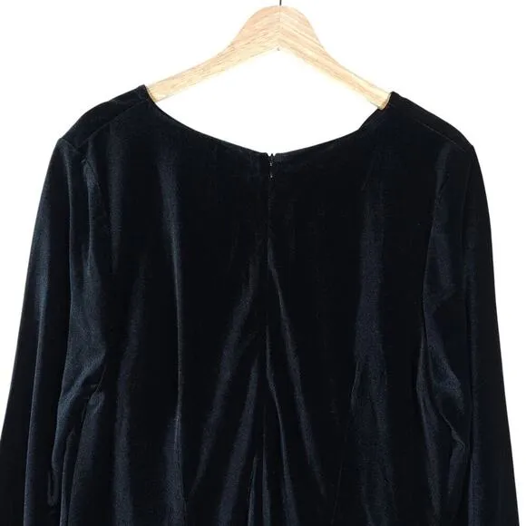 Eloquii Noir Dress 18 Black Velvet Floral Sequin Party Cocktail Vintage Inspired