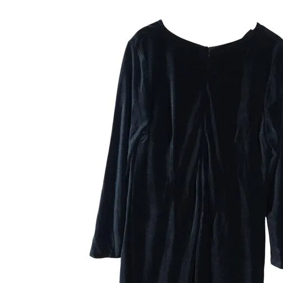 Eloquii Noir Dress 18 Black Velvet Floral Sequin Party Cocktail Vintage Inspired
