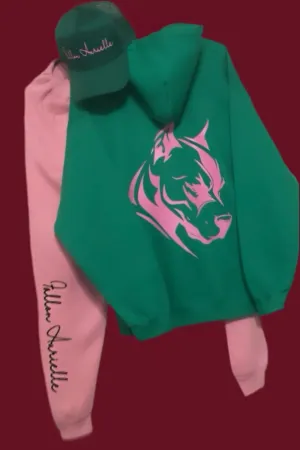 Fallon Aurielle Unisex Signature 3 Piece Spirit Animal Dog Logo Jogger Set (Kelly Green & Pink)