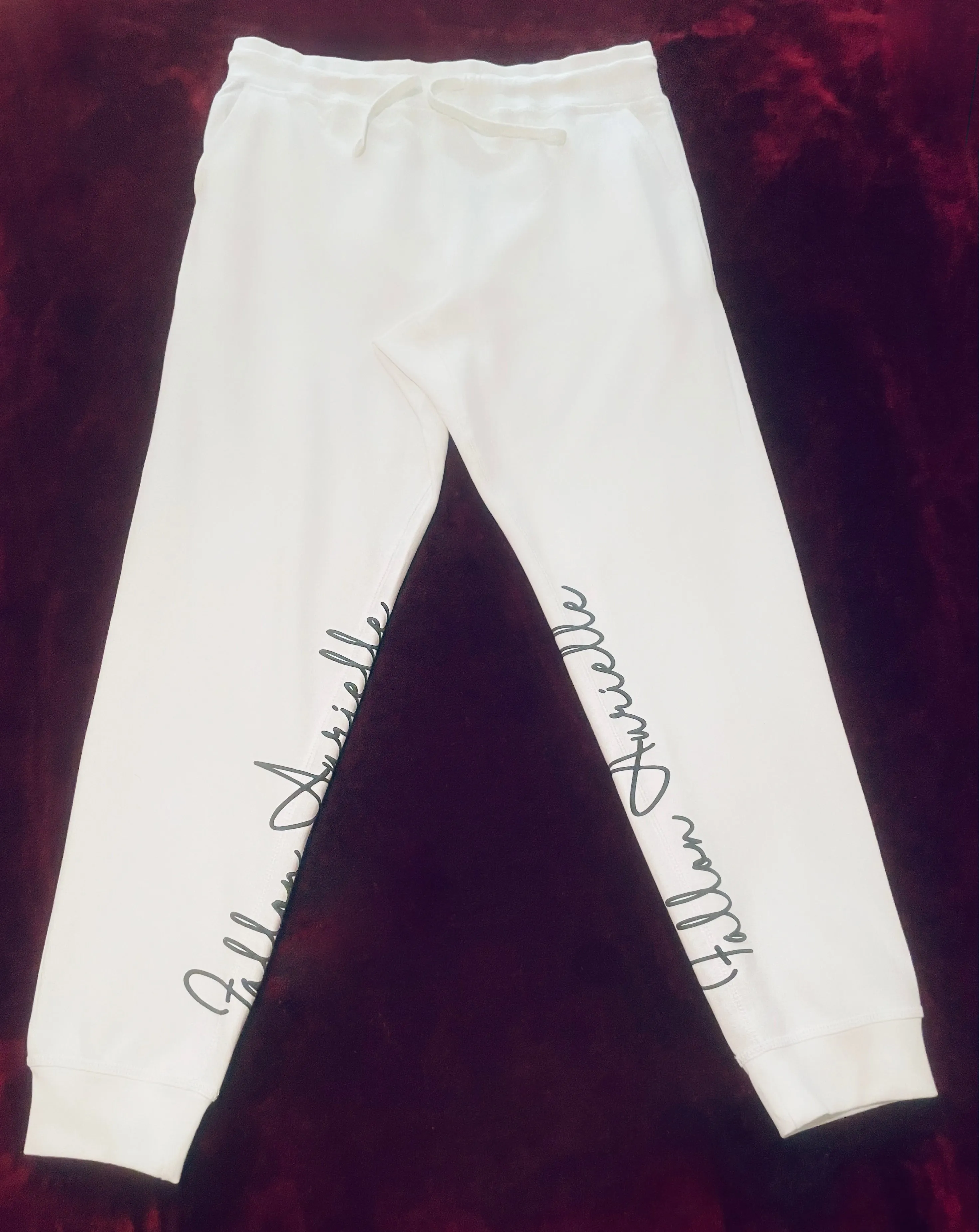 Fallon Aurielle Unisex Signature Aries Logo & Name Zodiac Jogging Set (White & Black)