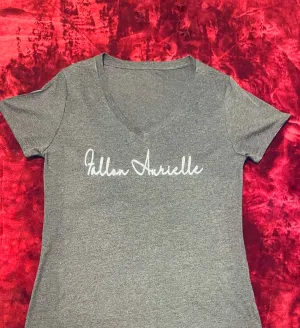 Fallon Aurielle Unisex Signature Classic V-Neck T-Shirt (Gray & Silver)