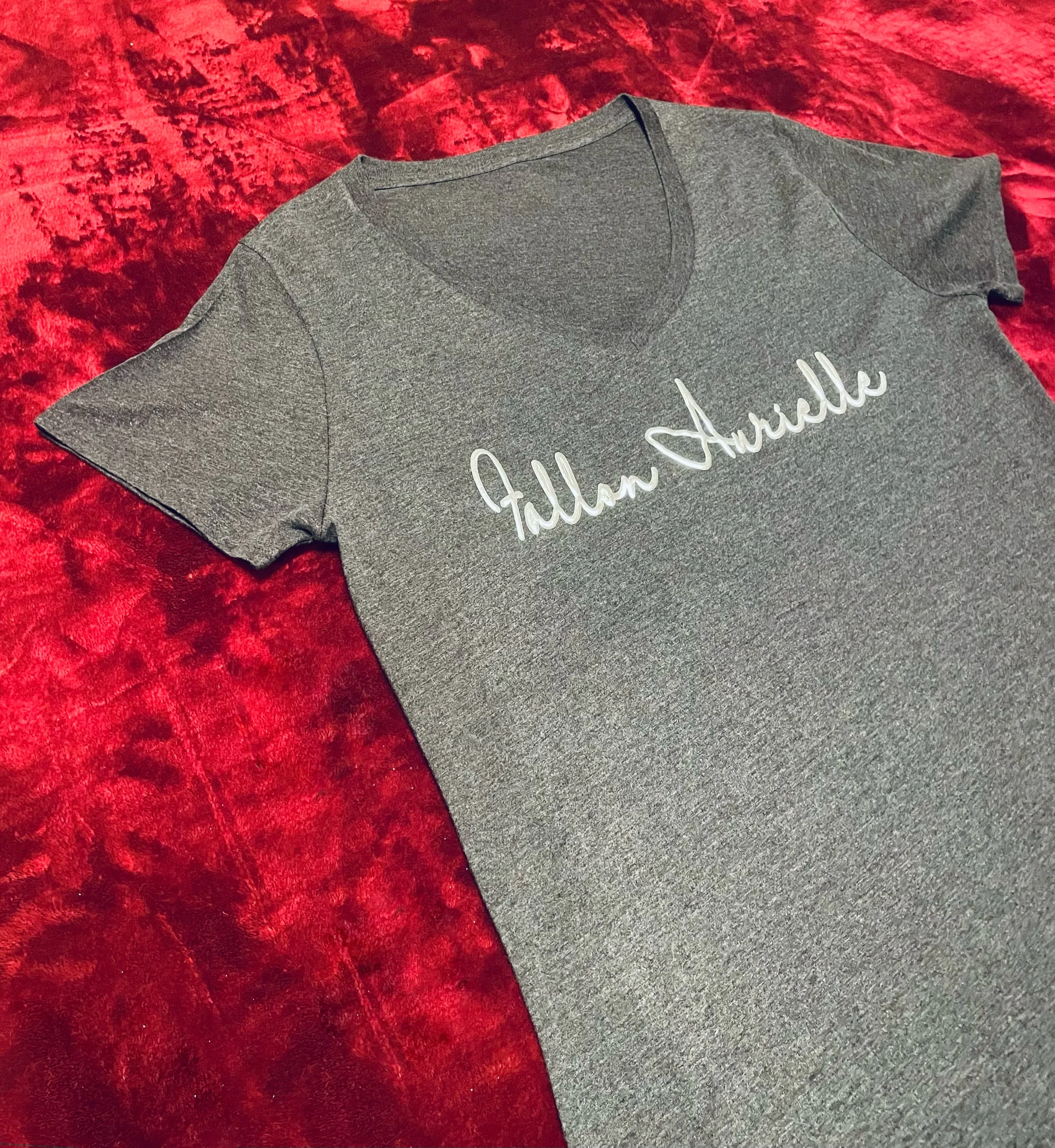 Fallon Aurielle Unisex Signature Classic V-Neck T-Shirt (Gray & Silver)