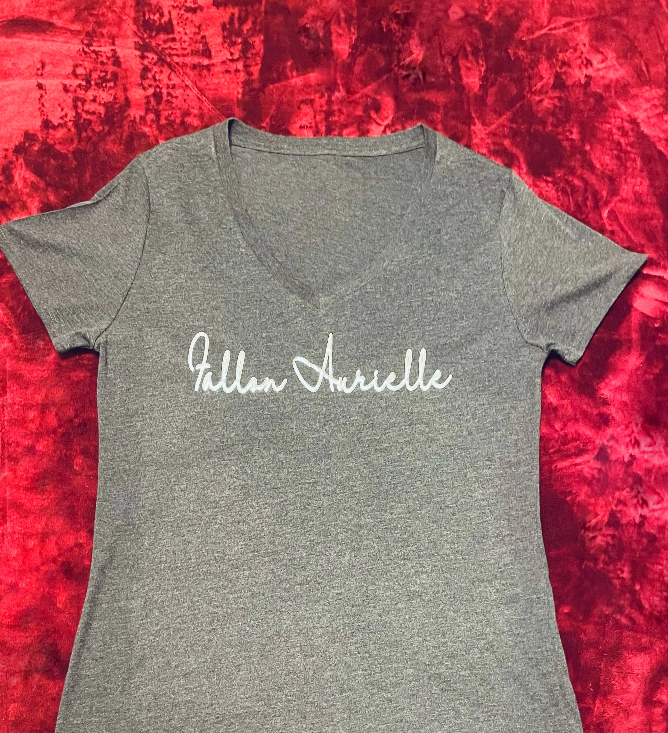 Fallon Aurielle Unisex Signature Classic V-Neck T-Shirt (Gray & Silver)