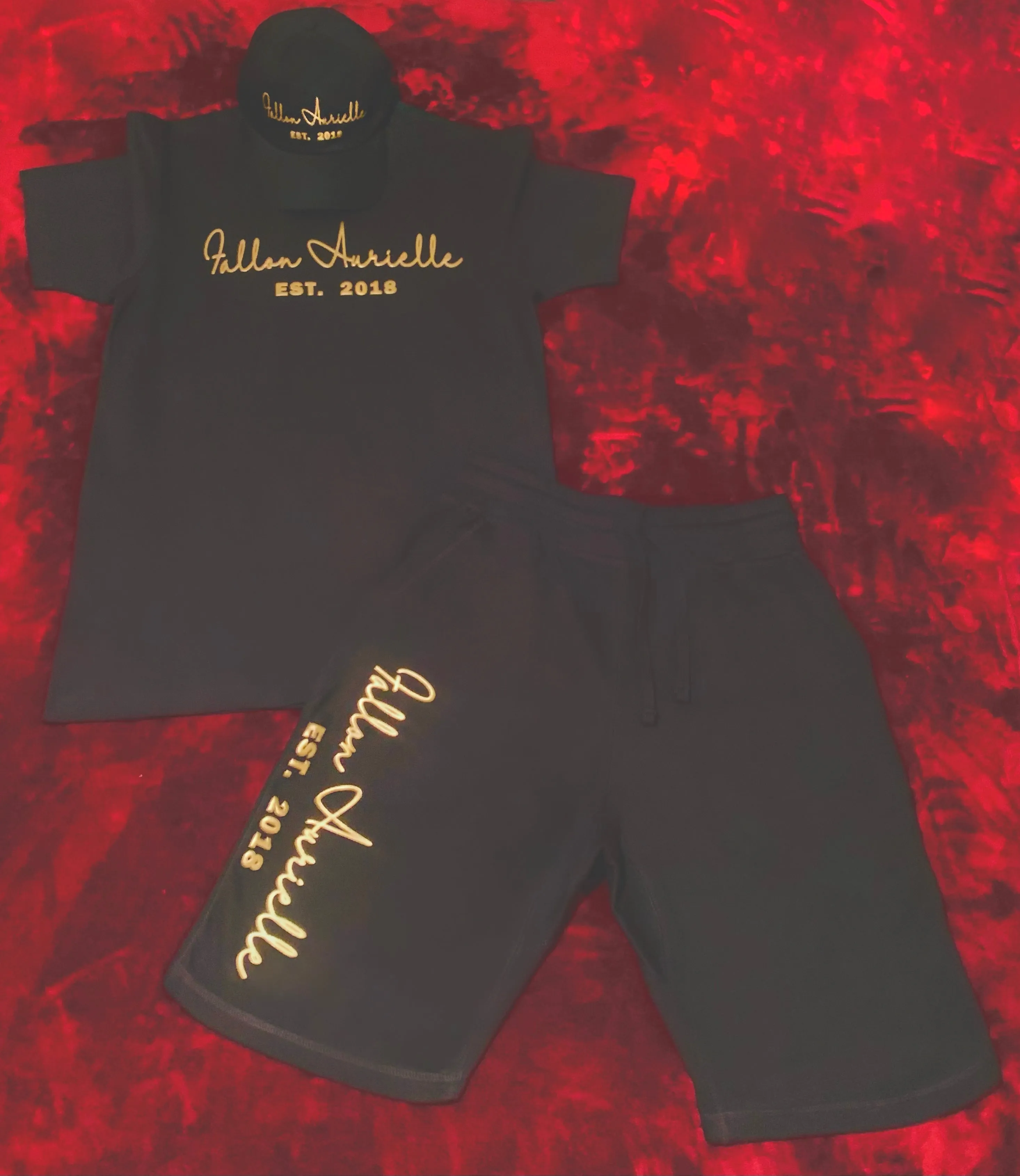 Fallon Aurielle Unisex Signature EST. 2018 Shorts (Black & Gold)