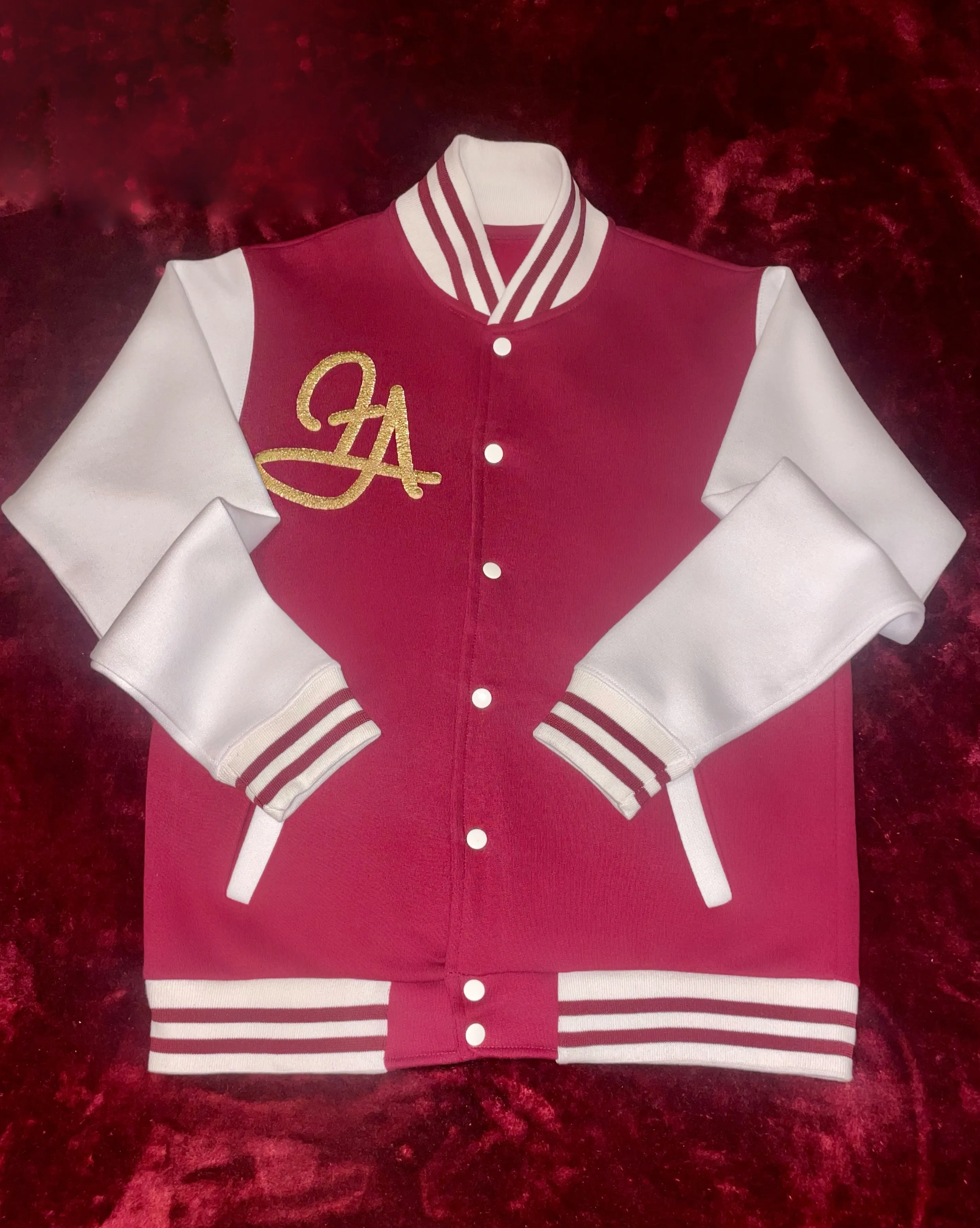 Fallon Aurielle Unisex Signature Gemini Logo & Name Zodiac Jacket Jogging Set (Burgundy, Antique Gold & Cream