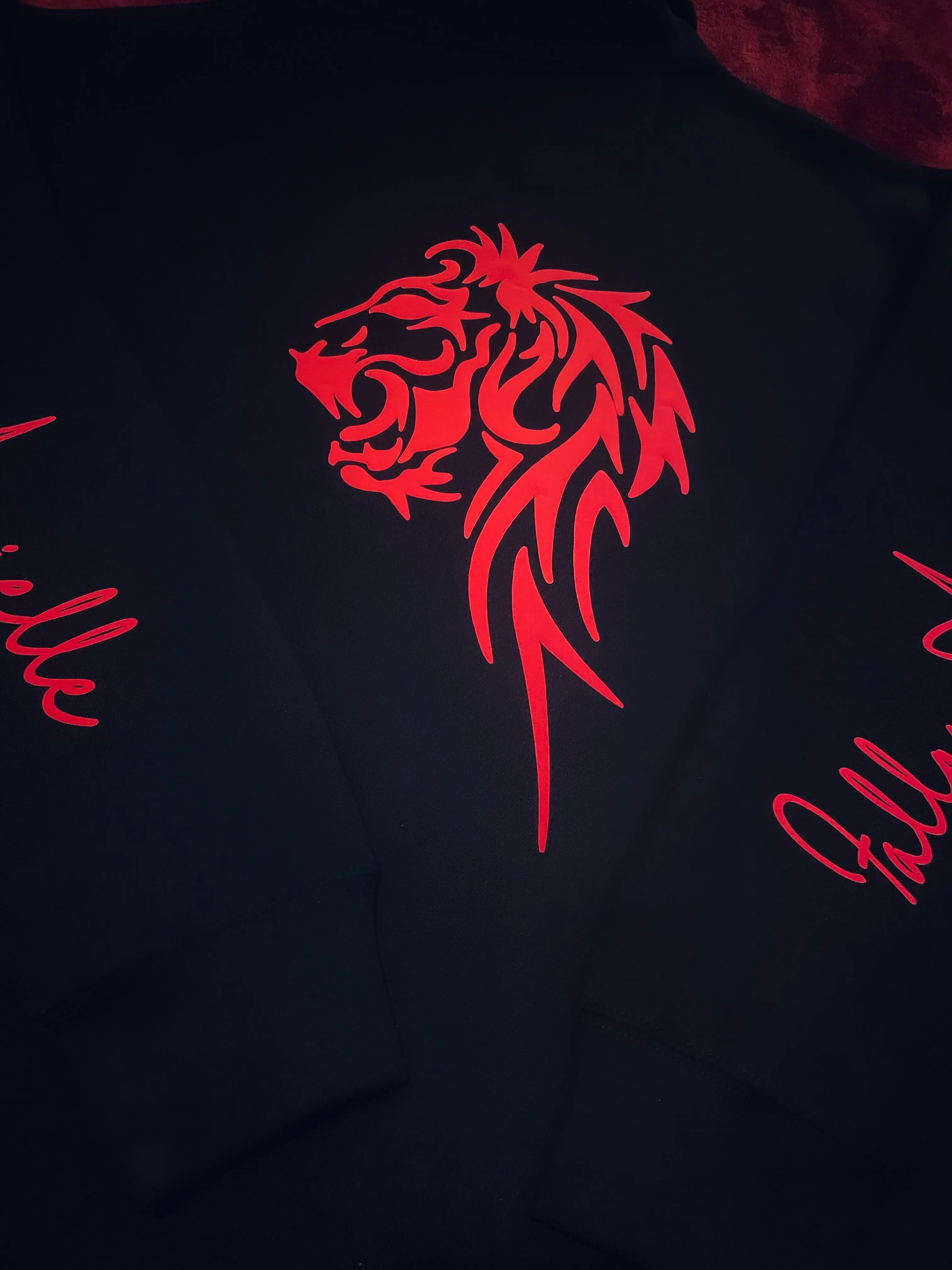Fallon Aurielle Unisex Signature Leo Zodiac Zip Hoodie Jogging Set (Black & Red)