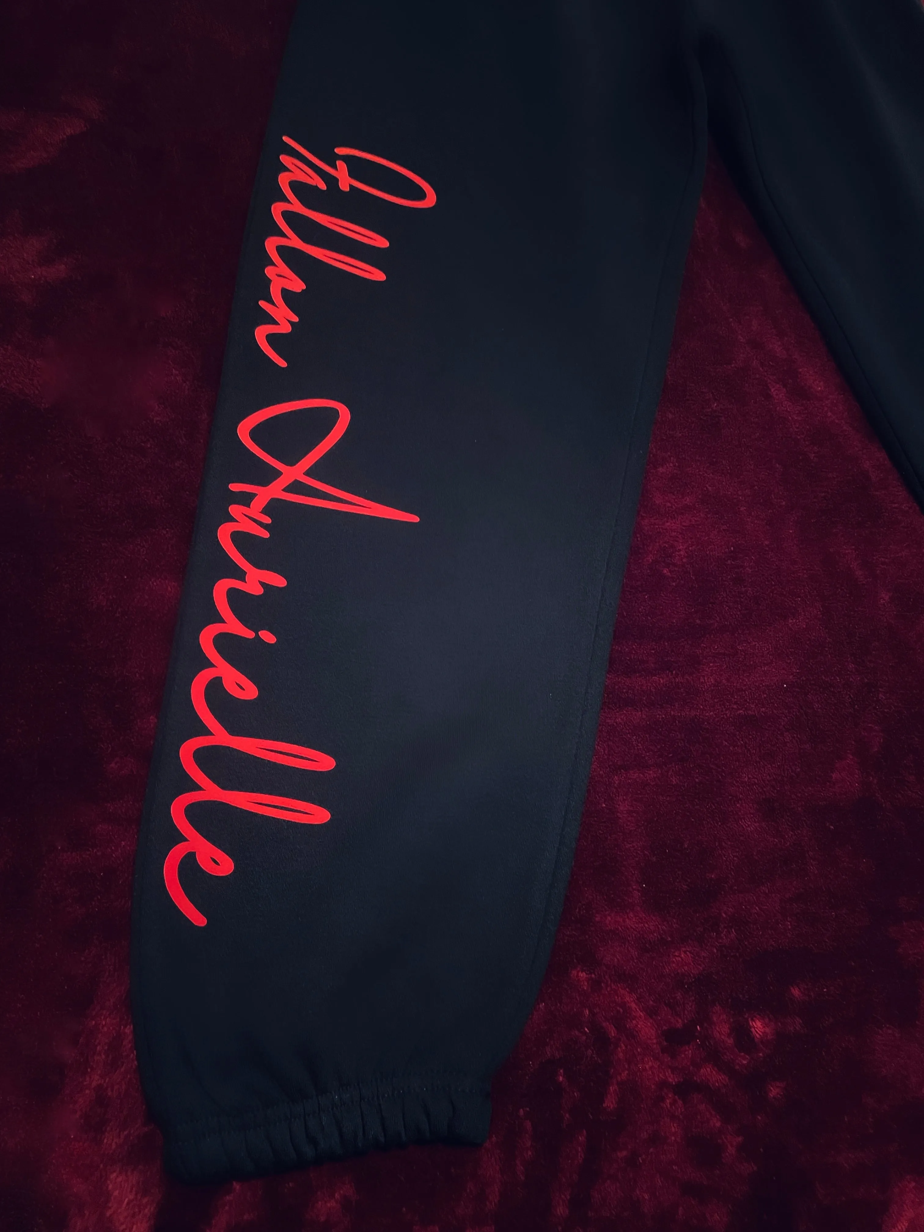 Fallon Aurielle Unisex Signature Leo Zodiac Zip Hoodie Jogging Set (Black & Red)