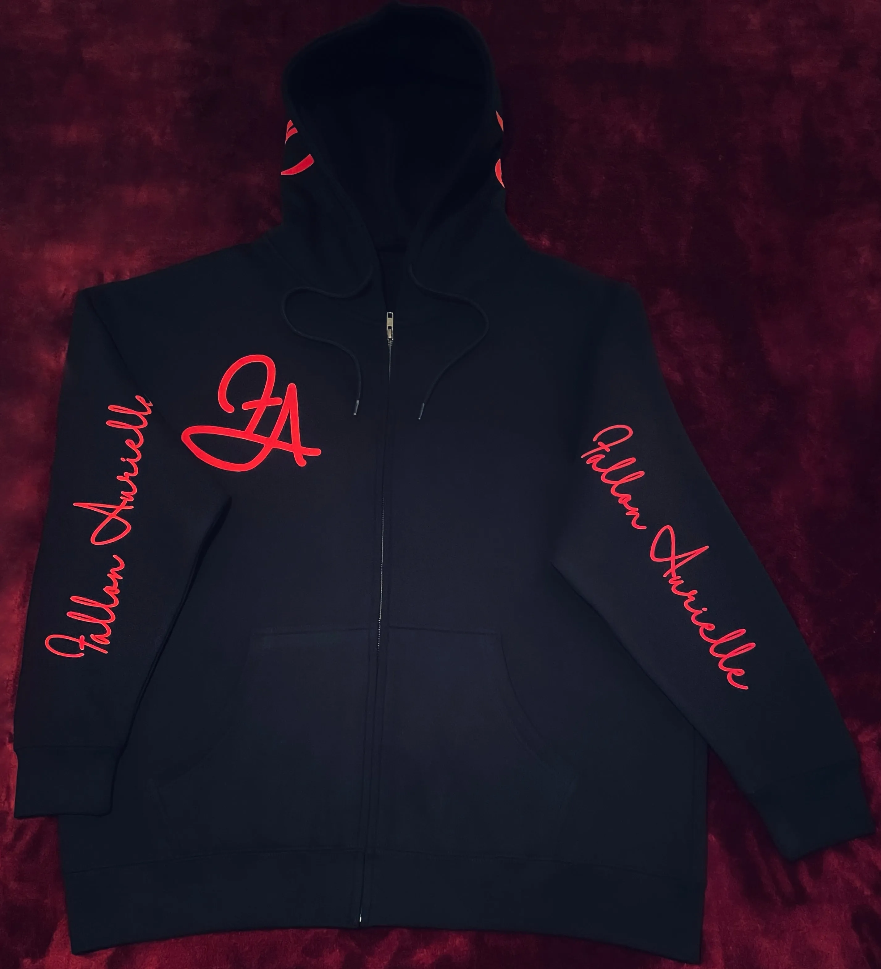 Fallon Aurielle Unisex Signature Leo Zodiac Zip Hoodie Jogging Set (Black & Red)