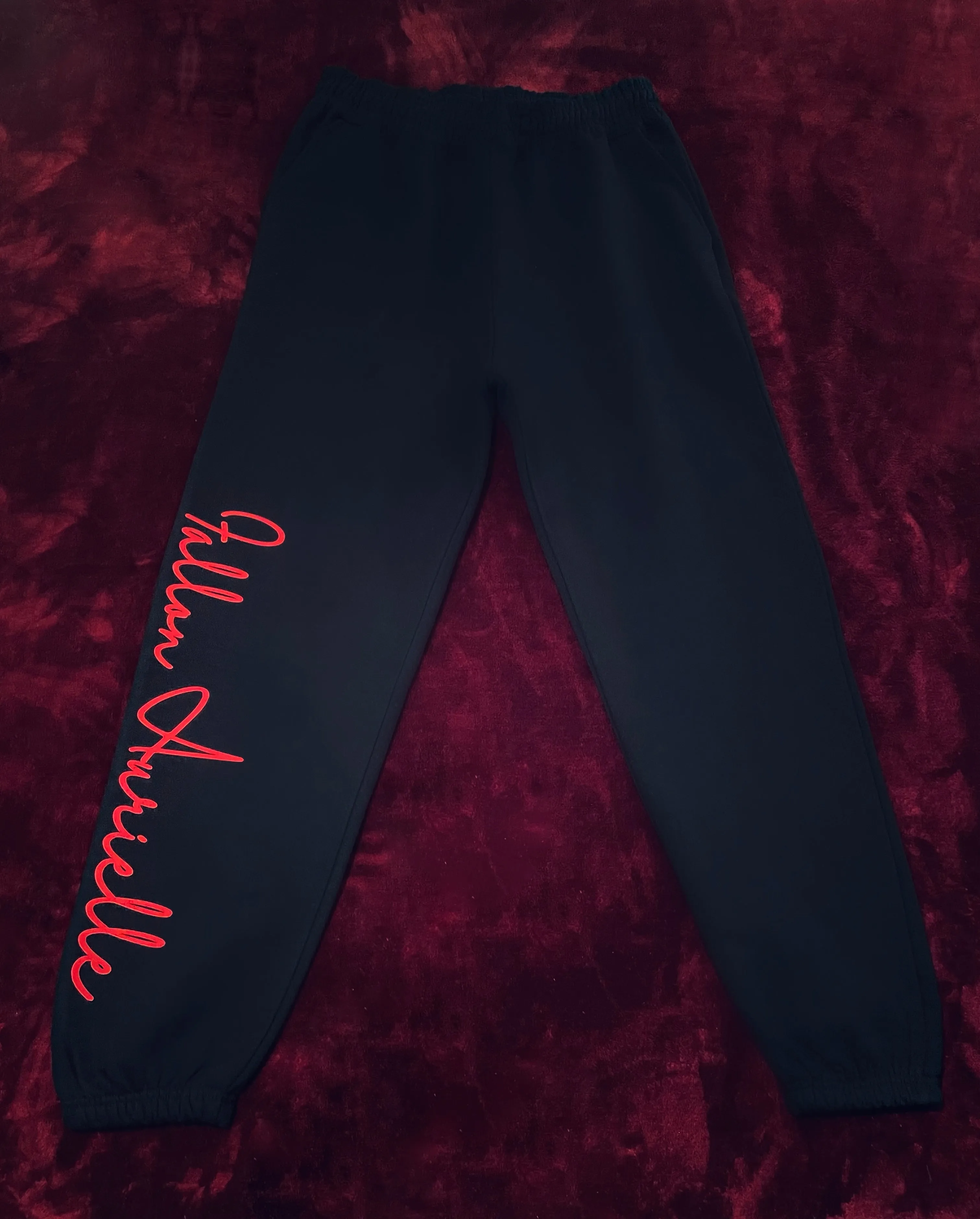 Fallon Aurielle Unisex Signature Leo Zodiac Zip Hoodie Jogging Set (Black & Red)