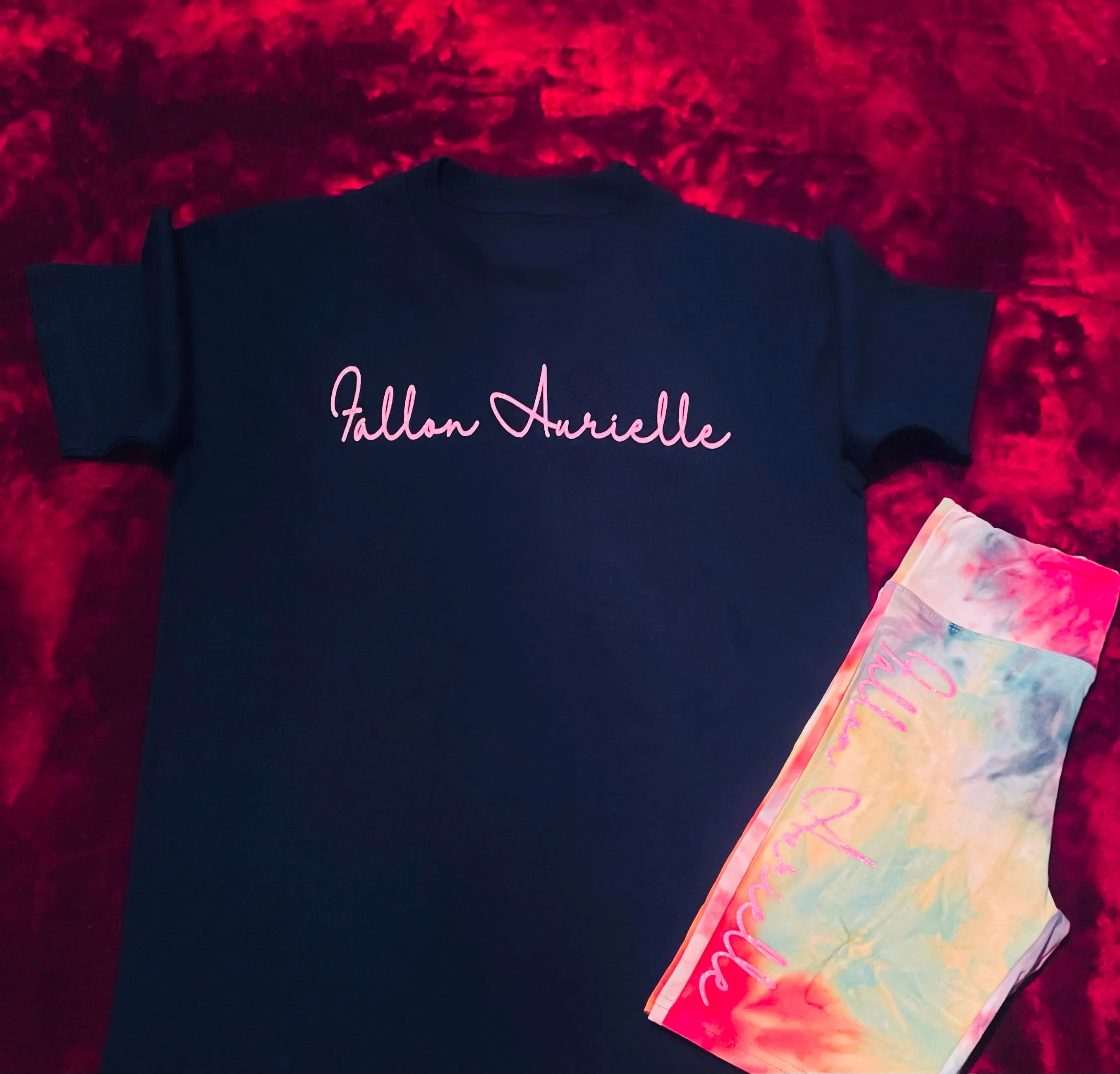 Fallon Aurielle Unisex Signature Pisces Logo & Name Zodiac T-Shirt (Pink Sparkle)